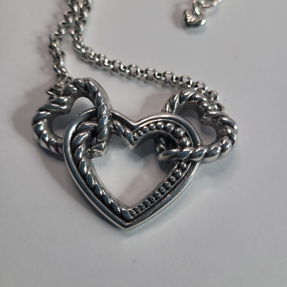 Brighton Silver Plated Interlocking Open Heart Pendant Necklace - Picture 12 of 13